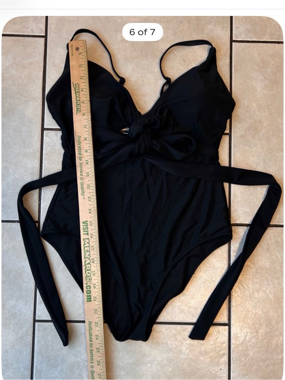 aerie Black One-Piece Swimsuit with Front Tie L, With Pads. - Picture 6 of 7